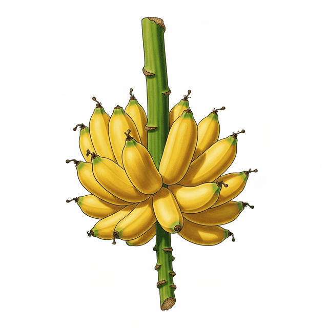 Banana - กล้วย (Gluay) Banana (กล้วย (Gluay)) Ghibli style botanical illustration