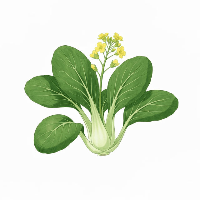 Bok Choy - ผักกวางตุ้ง (Pak Kwangtung) Bok Choy (ผักกวางตุ้ง (Pak Kwangtung)) Ghibli style botanical illustration