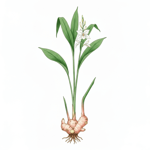 Galangal - ข่า (Khaa) Galangal (ข่า (Khaa)) Ghibli style botanical illustration