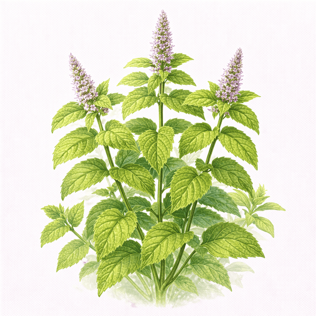 Mint - สะระแหน่ (Saranae) Mint (สะระแหน่ (Saranae)) Ghibli style botanical illustration