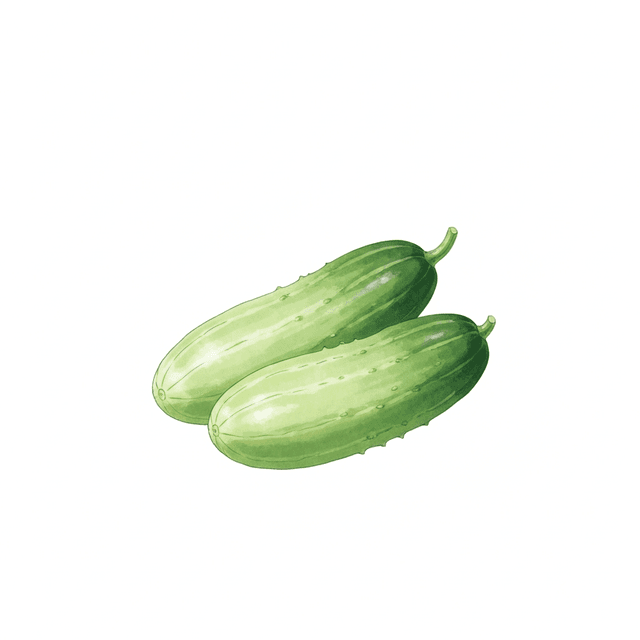 Thai Cucumber - แตงกวา (Taeng Kwa) Thai Cucumber (แตงกวา (Taeng Kwa)) Ghibli style botanical illustration